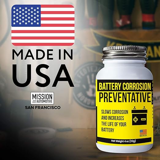 Mission Automotive 4 Oz Brush-On Oil-Based Battery Corrosion Preventative Grease - Universal Fit - Prevents Rust & Acid Fumes - Non-Drying & Non-Evaporating - Boosts Cranking Amps - Made in USA