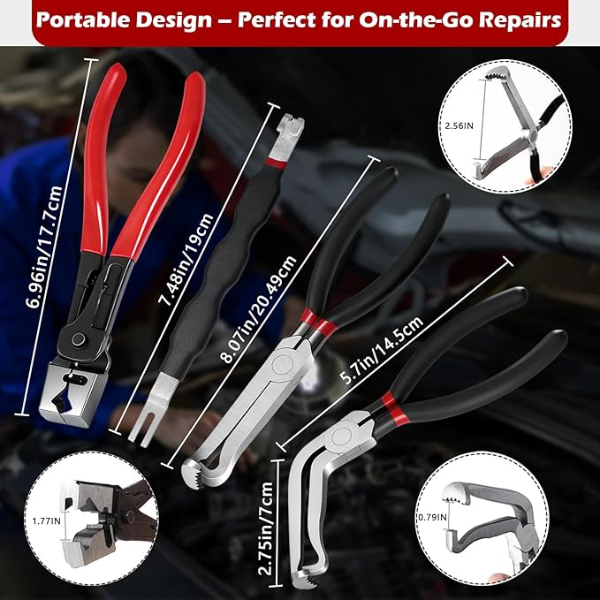 Electrical Disconnect Pliers Set – Automotive Electrical Tools & Connector Removal Tool Kit with Hose Clamp Pliers, Wire Terminal Separator, and Car Plug Connector