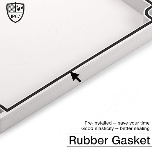 QILIPSU Junction Box with Mounting Plate 380x280x130mm, ABS Plastic DIY Electrical Project Case IP67 Waterproof Dustproof Enclosure Grey (15"x11"x5.1")