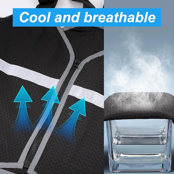 Cooling Vest for Men & Women with 8 Reusable Ice Packs, Lightweight Adjustable Breathable Design with Reflective Strips for Hot Weather, Outdoor Work, Running, Gardening