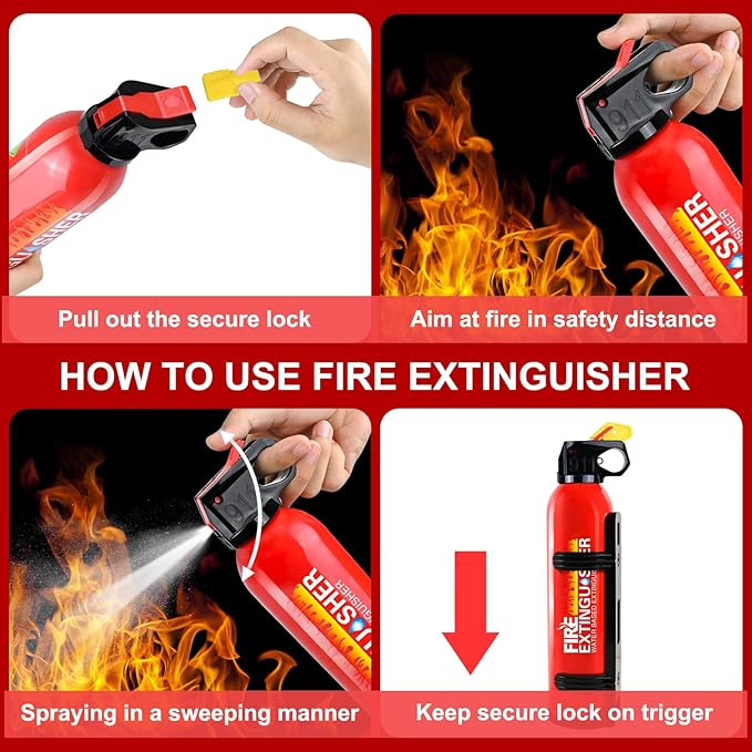 6 Pack Fire Extinguisher for Home with Mount - Upgraded 8-in-1 Portable Fire Extinguisher for Car Vehicle Boat House Kitchen, Water-Based Fire Extinguisher for A, B, C, K Fires