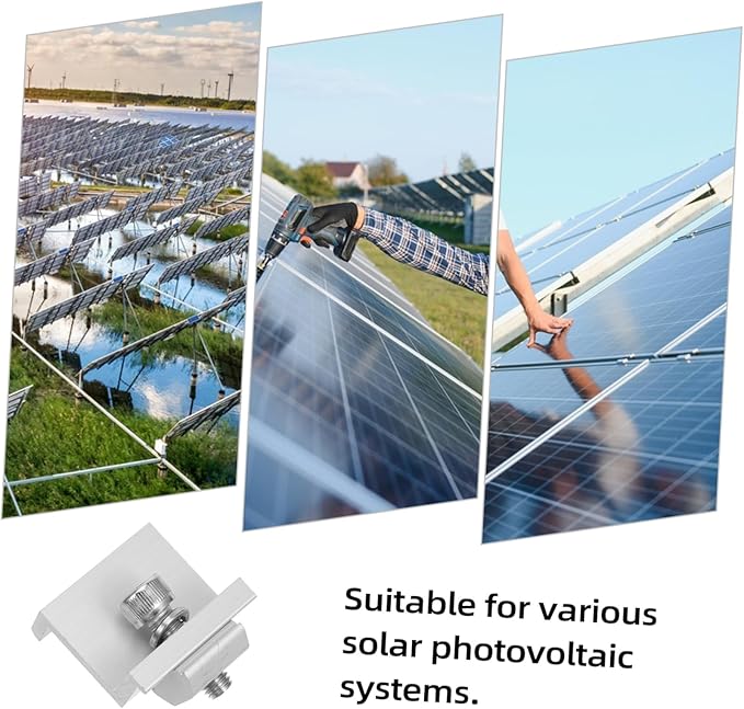 12pcs Solar Panel Mid Clamps Bracket Clips for Photovoltaic Systems Easy Installation Solar Panel Holder for Outdoor Use Stable and Support