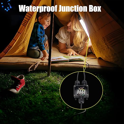 IP68 Waterproof Electrical Junction Box, 3 Port M25 Connector with 40A Terminals for Landscape/Garden/Holiday Lights (Halloween Christmas)