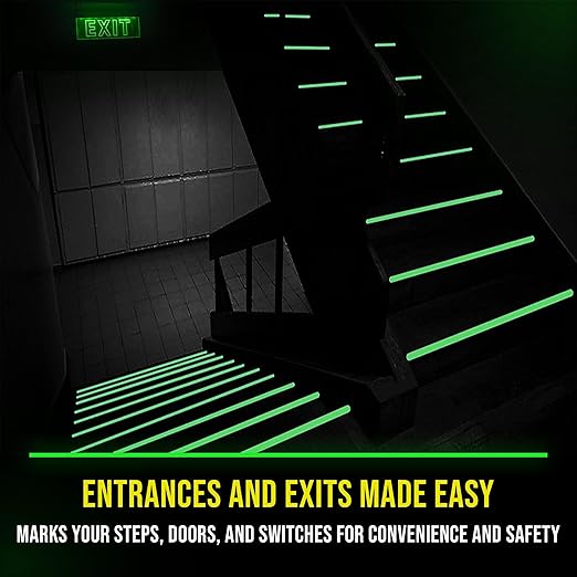 Lockport Glow in The Dark Tape - 15 Ft x 0.5 in - Bright - Rechargeable - Reflective - Glow Tape in The Dark - Halloween Decoration, Christmas Decor, Night Decorations, Home Marking, Stairs, Exit Sign