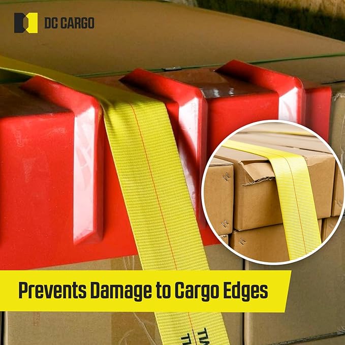 DC Cargo - Heavy-Duty Edge Protectors, 8"x8"x24" (Pack of 4) Strap Protectors for Flatbed Equipment, Unparalleled Cargo Management Solutions for Truckers, Contractors, and Outdoor Enthusiasts