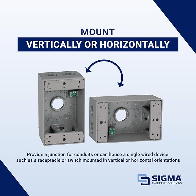 Sigma Electric, Gray Count (Pack of 1) Sigma Engineered Solutions, 14251 1/2-Inch 4 Hole 1-Gang Box