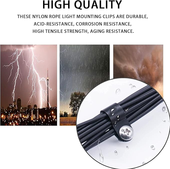 mankk 50PCS 1/2 Inch Rope Light Clips P-Style Mounting Clips Plastic Cable Clamps with Compatible Stainless Steel Pan Head Phillips Screws for Wire Management M-030-BK-LS