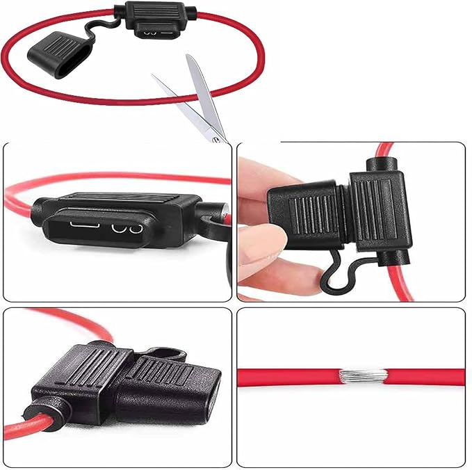6pcs Inline Fuse Holder 12V, 12 AWG Waterproof Fuse Holder with 66 Pcs Standard Car Fuses (2A/3A/5A/7.5A/10A/15A/20A/25A/30A/35A/40A, in Line Fuse Holders for Marine Auto Electrical Circuits.