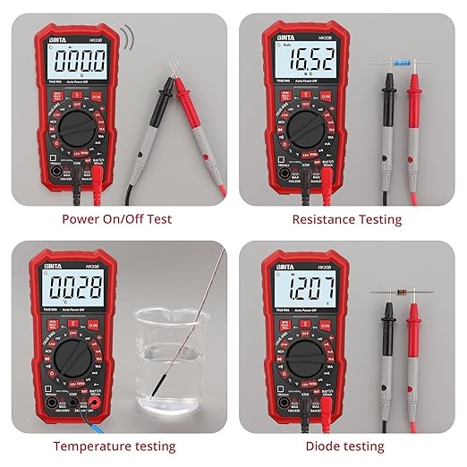 BINTA Digital Multimeter 2000 Counts with AC/DC Voltage, 1.5V/3V/9V Battery Tester Ohm Volt Amp Meter, Multimeter Tester with NCV, Temperature, Diode Measuring for Automotive Home Industrial