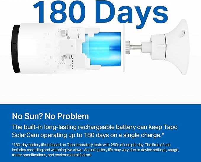 Tapo SolarCam 1080p Outdoor Wireless Security Camera - Battery Power with Solar, Person Detection, Subscription-Free Local Storage or Optional Cloud, Works with Alexa & Google Assistant, C402 KIT