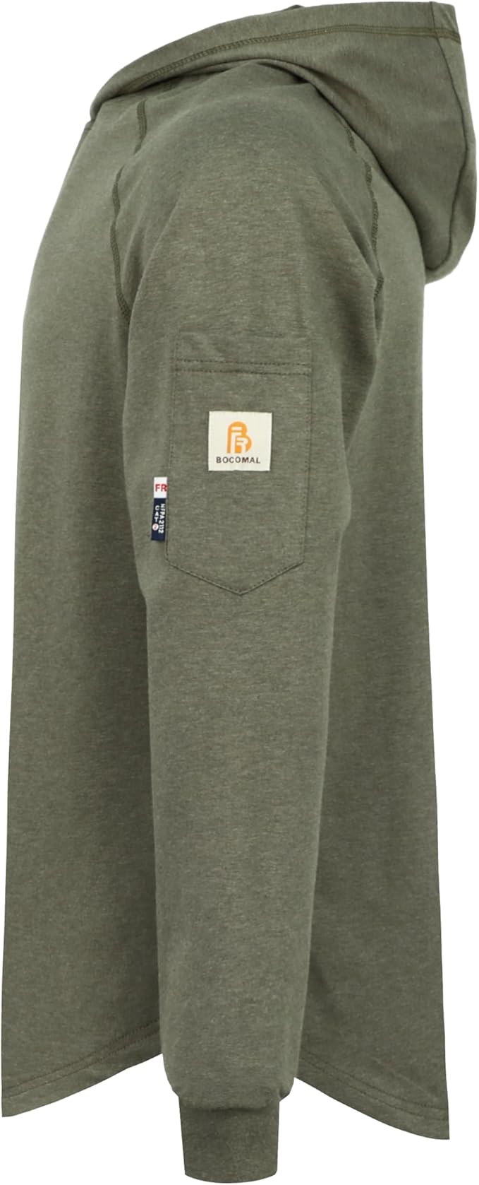 BOCOMAL FR Hooded T Shirts Heather Series 6oz Flame Resistant NFPA2112 CAT2 Fire Retardant Hoodies Work Shirt