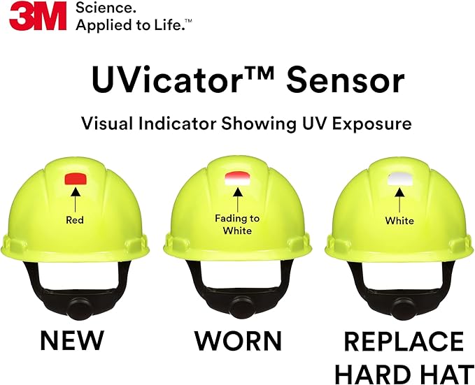 3M Hard Hat SecureFit H-700 Series Cap Style Safety Helmet with Uvicator Sensor, 4-Point Pressure Diffusion Ratchet Suspension