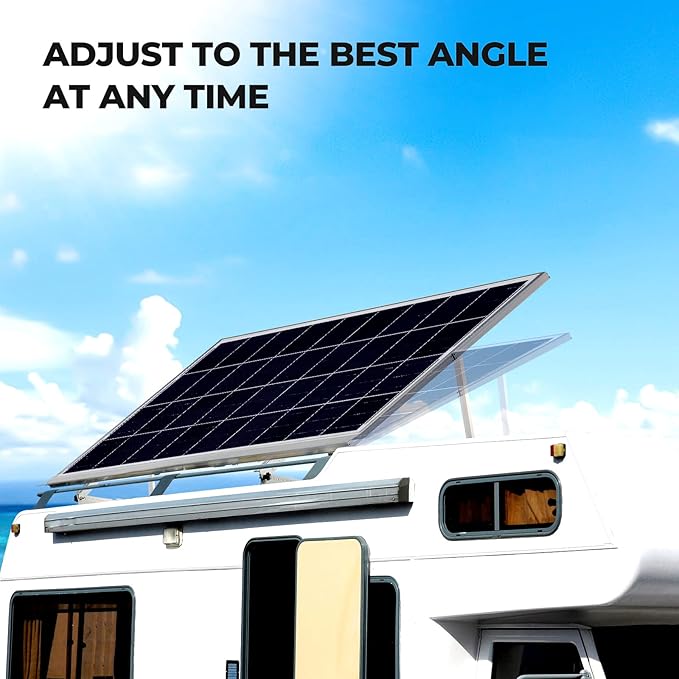 BougeRV 41in Adjustable Solar Panel Tilt Mount Brackets with Foldable Tilt Legs, Solar Panel Mounting Support up to 180 200 300 Watt Solar Energy Panel for Roof, RV, Boat, and Off-Grid