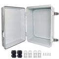 Outdoor Waterproof Box,IP67 ABS Junction Box Electrical Enclosure with Stainless Steel Latch, Hinged Cover Electric Box with Wall Brackets 15.7" Dx11.8 Wx7.1H