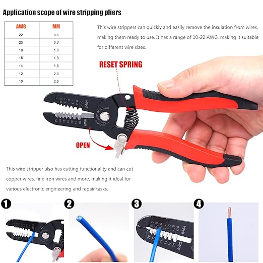 Twidec/640Pcs 2.8/4.8/6.3mm Quick Splice Male and Female Wire Spade Connector Crimp Terminal Golden Kit with Wire Terminal Crimping Pliers Tools 26-16AMG for Electrical Wiring Car Audio Speaker