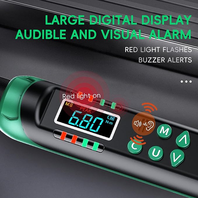 3/8-Inch Digital Torque Wrench with Interchangeable Heads - Precision Adjustable Torque Wrench with Ratchet & Adjustable Open-End Heads, 6.8-135N.m/5-99.6Ft.lb (9×12mm 3/8")