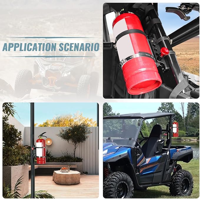 Aluminum Quick Release Roll Bar Fire Extinguisher Mount Holder Compatible with for Ford Bronco Jeep Wrangler Gladiator UTV Polaris RZR Ranger Can Am ATV Fire Extinguisher Bracket