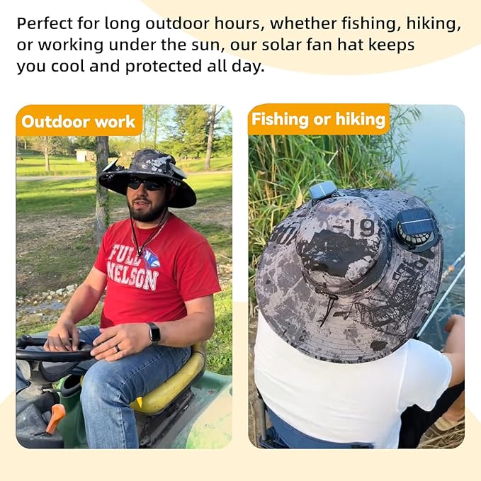 Solar Fan Hat Wide Edge Outdoor