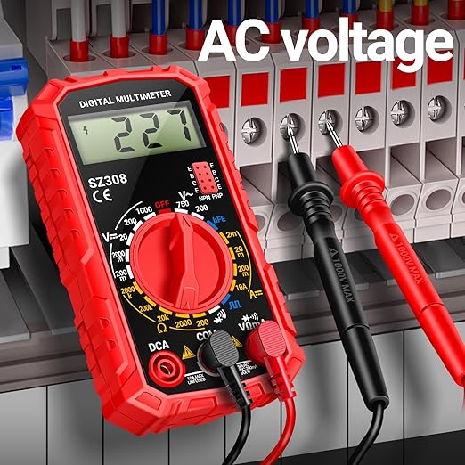 ANENG Multimeter,SZ308 DC AC Volt Meter,Ohm Digital Multimeter Tester,Measures Voltage,Current,Resistance,Continuity,Diodes, Electrical Tester for Househould Tools,Automotive Battery Test(Red)