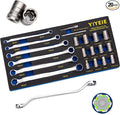 20Pcs Combo Bolt Extractor Kit, 6-Point Offset Extractor Wrench Set, 6Pcs Metric 8-19mm, 14Pcs Eazy Out Bolt Extractor Set, Impact Socket Remover for Stripped, Broken, Rounded Bolts & Nuts