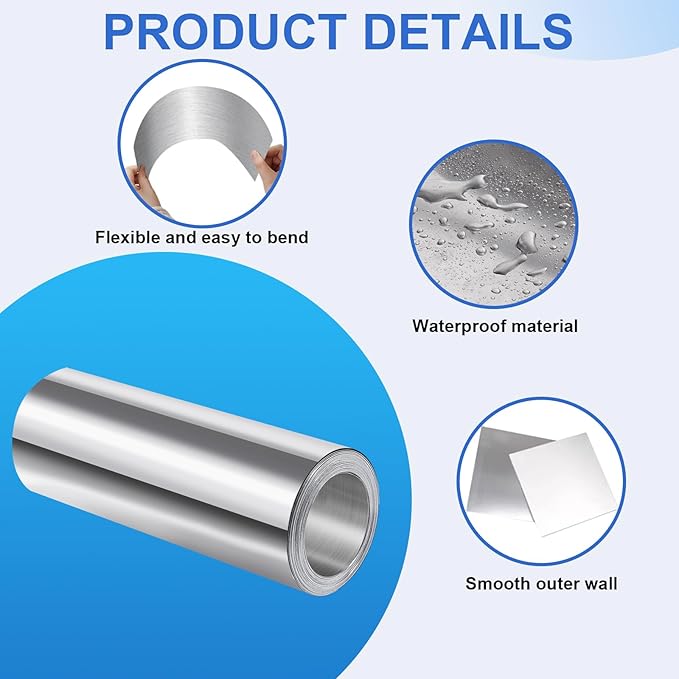 succulentlovers 8'' x 20' Aluminum Flashing Roll - Roof Flashing, 0.2mm Thickness Aluminum Roof Panels, Metal Roof Flashing for Sealing Windows Doors, Shed Weatherproofing Areas