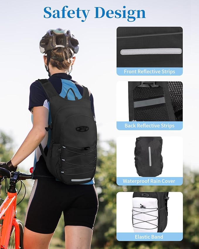Hydration Backpack with 2L Water Bladder, Hiking Water Backpack for Men Women with Phone Pocket and Helmet Holder