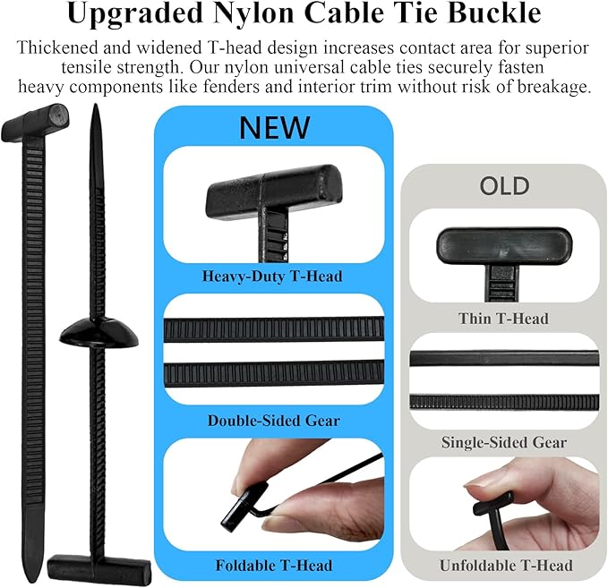150PCS Upgraded Nylon Universal Cable Tie Buckle,Self-Locking Multifunctional Zipper Clips, Zip Ties Heavy Duty with UV Resistance for Car Bumper Fender Repair, Home, Garden, and Outdoor Organization