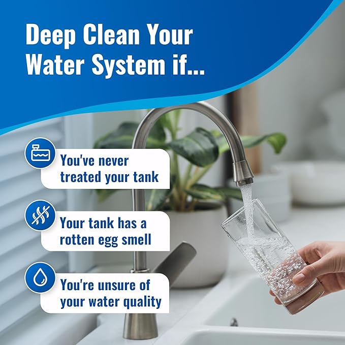 Aquamarine Water Solutions – Shock RV & Boat Water Tank Deep Cleaner and Deodorizer – Treats, Maintains Boat, RV & Household Fresh Water Systems – Ideal for Use Following Seasonal Storage – 12 Fl Oz