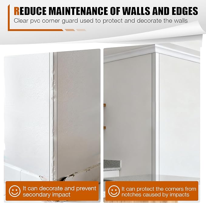 4 Pack Wall Corner Protector, Self Adhesive Corner Protectors for Walls, Easy to Install Edge Guard Strip for Furniture Cabinet Shelf Drywall Baseboard Desk, 17.7in x 1.18in, Clear
