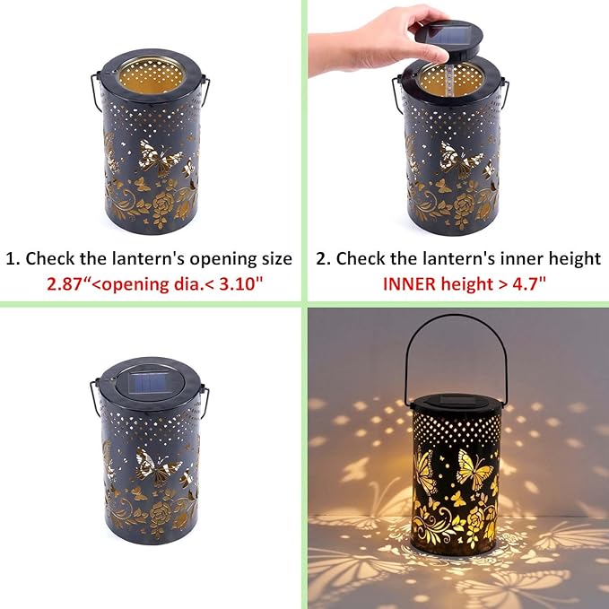Solar-Lantern Waterproof Lights Replacement Top - Garden Decor Outdoor Lighting Decorative Patio Lighting Solar Replacement Top… (3.15 inch Dancing_2pack)