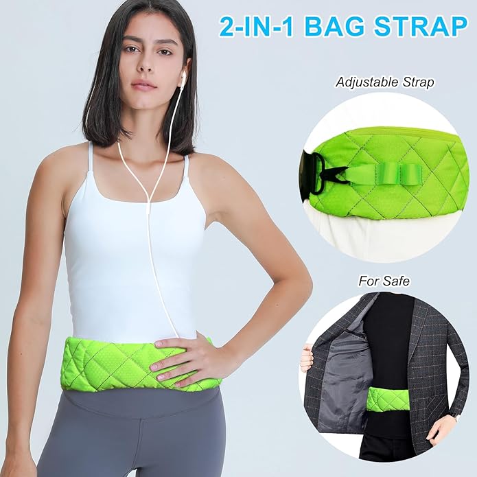 Ultra Comfortable Shoulder Strap Bag Belt with Anti-Theft Pockets and Padded, 2 Tone Reversible Use, Stylish & Secure