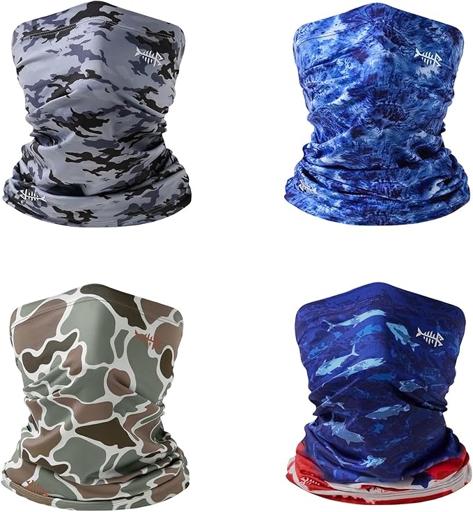 BASSDASH 4 Pack UPF 50+ UV Protection Neck Gaiter Sun Protector for Fishing Hunting Kayaking Hiking Cycling Outdoor