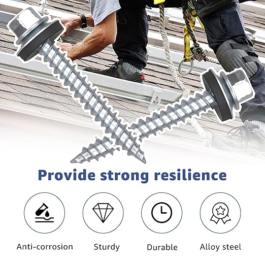 Metal Roofing Screws 300PCS #10 x 1-1/2 inch, Hex Head Sheet Metal Roof Screw with EPDM Washer Replacement for Corrugated Roofing