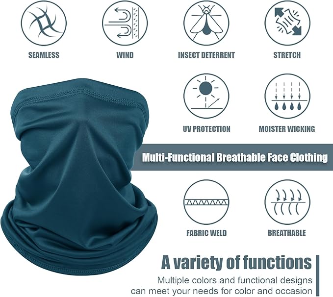 Geyoga 6 Pieces Summer UV Protection Cooling Neck Gaiter Face Clothing Neck Gaiter Mask Scarf Sunscreen Breathable Bandana