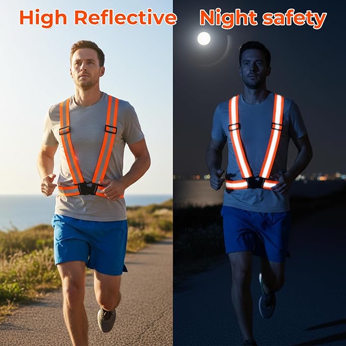20 Pcs Reflective Vest Running Gear, High Visible Multicolor Adjustable Reflective Vest Elastic Bright Neon Lightweight Safety Straps for Men Women Night Walking Running Cycling Jogging
