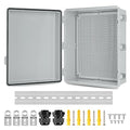 Waterproof Electrical Junction Box Outdoor, IP67 Plastic Weatherproof Electrical Enclosure for WiFi Electronics, with Aluminum DIN Rail, Mounting Plate, Wall Brackets (20.1''×16.1''×7.9'')
