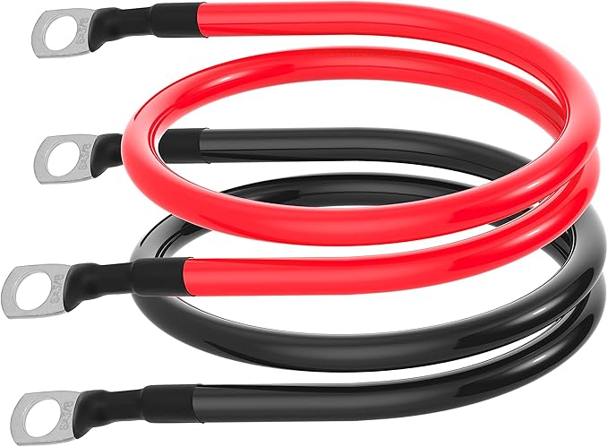 6 AWG Battery Cable 6AWG Gauge Battery Inverter Cables for Automotive Solar Marine Boat RV Car Motorcycle (6 AWG, 20in, 3/8")