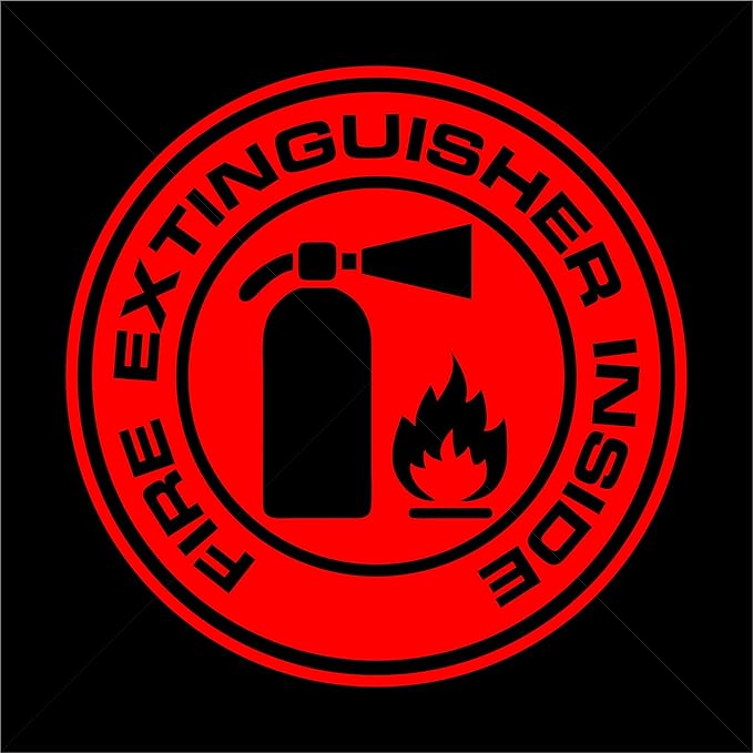 Fire Extinguisher Inside Decal Sticker Car, Truck, Window - Multiple Sizes and Colors - Die Cut No Background (6" Diameter)