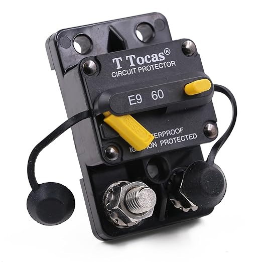 E9 3/8" Stud 60 Amp Circuit Breaker, Surface Mount, 12V - 72V DC 60A Waterproof IP67