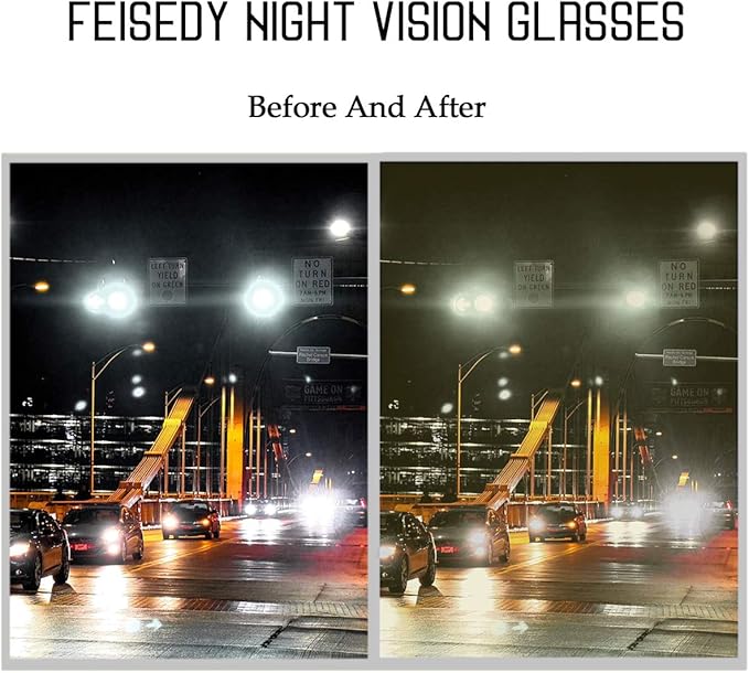 FEISEDY Classic Womens Night Glasses Driving Anti Glare Wrap Around Yellow Sunglasses B2548