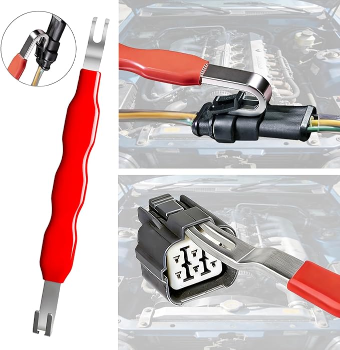 Electrical Connector Disconnect Tool Set – Straight & 60° Angled Automotive Pliers, Double-Ended Separator Tool & Clic/Clic-R Collar Hose Clamp Pliers for Wiring Harness & Sensor Removal
