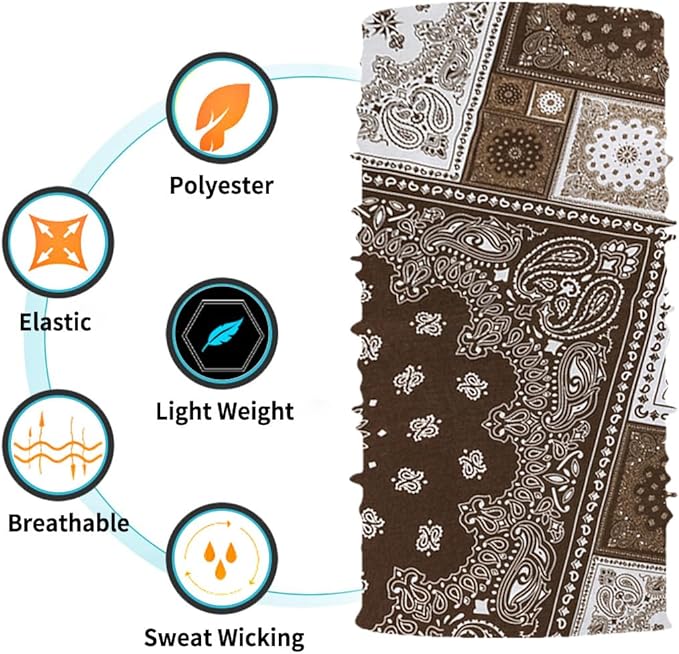 Neck Gaiter Face Cover Bandana Mask Scarf, Breathable Sun& Dust-proof for Cycling Running Fishing Hiking
