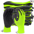 Evridwear Crinkle Latex Rubber Hand Coated Safety Work Gloves for Men Women General Multi Use Construction Warehouse Gardening Assembly Landscaping (Small,Green 12 Pairs)