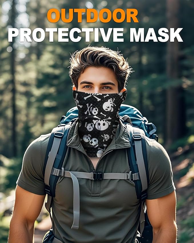 4Pack Neck Gaiter for Men Women Face Cover Mask Head Wrap Balaclava Headwear Bandana Headband Magic Scarf