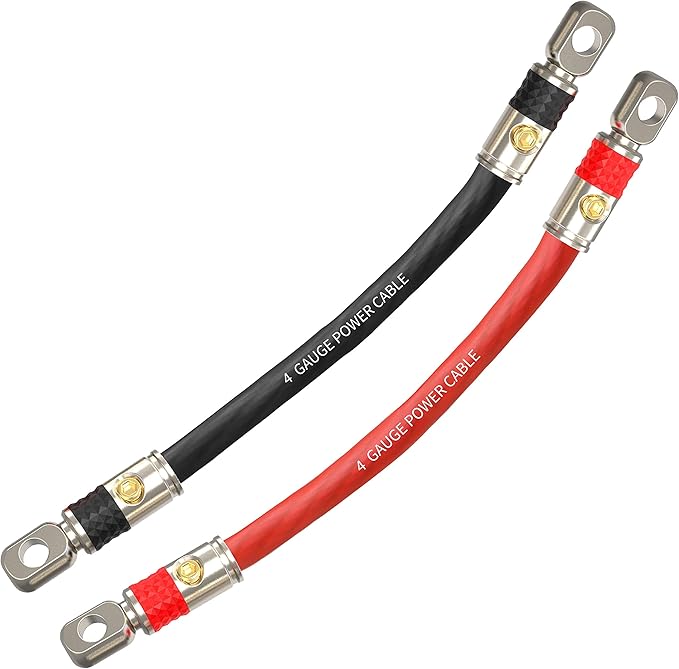 4 AWG Gauge 100% Copper Ring Set Screw Battery Connector Ring Terminals (4 Pack)