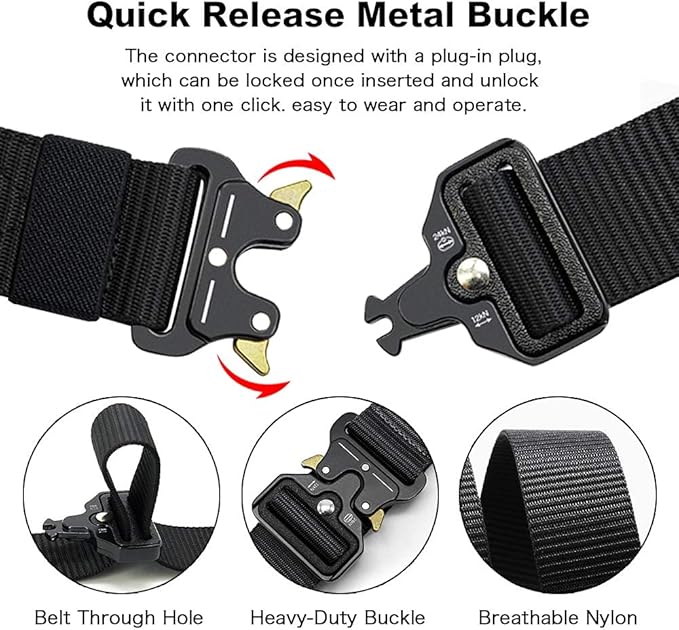DOOPAI Tactical Belt for Men, 3Pack Military Nylon Web with Heavy Duty Quick Release Metal Buckle
