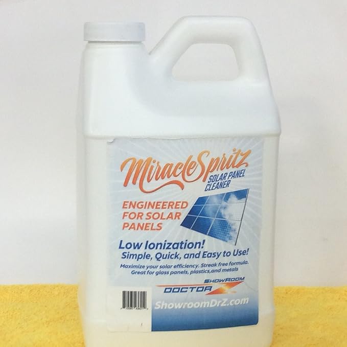 Solar Panel Cleaner - 64oz High-Efficiency Formula, Streak-Free, Protective Finish, Easy-to-Use, Cleans at Least 3800 ft