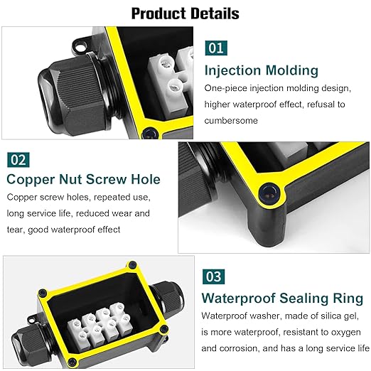 2 Pcs 2 Way IP68 Waterproof Junction Box, Outdoor/Underground Electrical Box for Street Lights, Buried Lamps, Lighting Connections