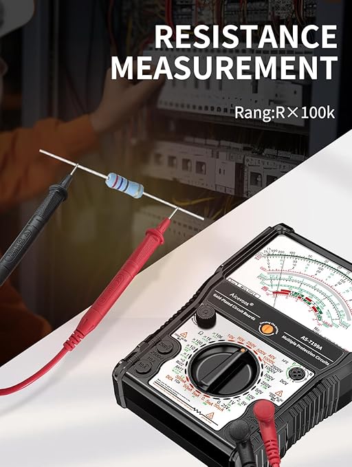 Analog Multimeter AS-7199A, Pointer Multimeter, AC DC Volt 2500V, DC Current 10A, Rx 100K, Batt Tester, Diode/LED Testing, Remote Control Detection, 11 Function, 24 Range