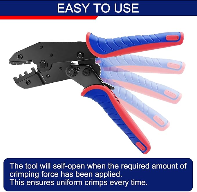 Wire Crimping Tool Kit, Crimping Tool Set 8 PCS, Wire Crimper Kit for Heat Shrink Connectors, Nylon, Non-Insulated Connectors, Black, TN-002